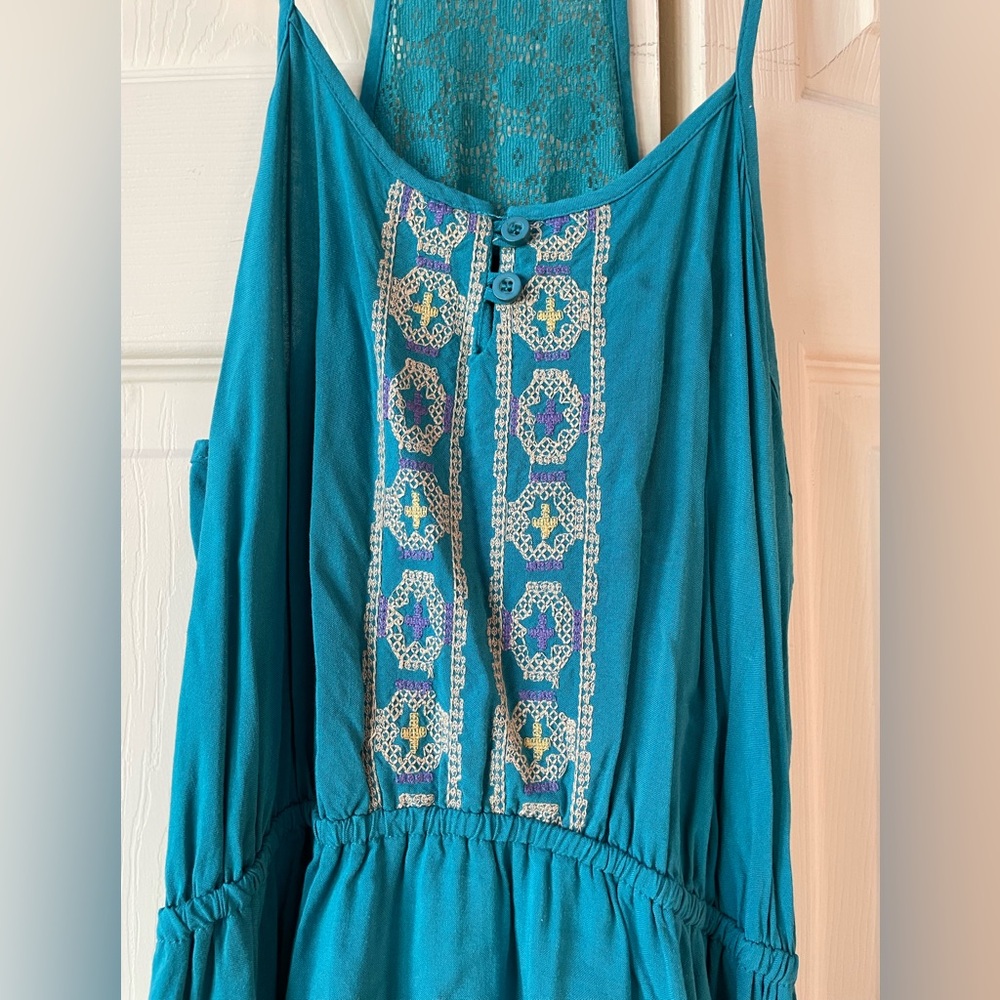 Mossimo Supply Co. Teal Dress with Embroidered Detail - Picture 3 of 8